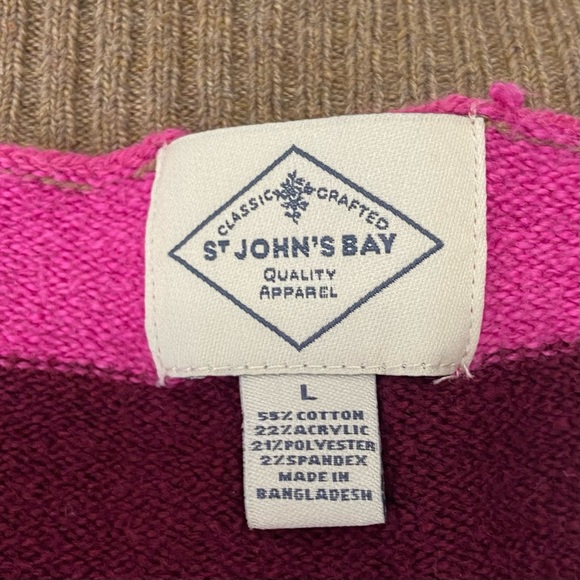 St John’s Bay quality Apparel woman pink tones and brown sweater. Size L. Used. - Picture 5 of 8